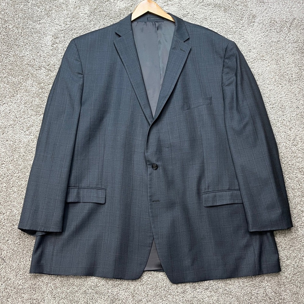 Lauren Ralph Lauren Blazer Mens 58L Gray Windowpane Flap Pocket Wool Sport Coat